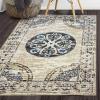 Superior Ardlethan Medallion Indoor Area Rug for Living Room, Bedroom, Office, Kitchen, Dining, Washable Rugs, Foam Backing, Shiloh Collection, 2’ x 3’, Grey-Cream(8′ x 10′)