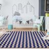 Superior 100% Cotton Area Rug, Contemporary Chevron Zig-Zag Pattern, Geometric Printed Flat Weave Cotton Rug – Grey, 8′ x 10′ Rug(Blue)