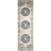 Superior Ardlethan Medallion Indoor Area Rug for Living Room, Bedroom, Office, Kitchen, Dining, Washable Rugs, Foam Backing, Shiloh Collection, 2’ x 3’, Grey-Cream(2.7′ x 8′)