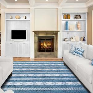 Superior Hand-Tufted Wool Indoor Large Area Rug, Geometric Home Decor for Living Room, Kitchen/Dining, Bedroom, Office, Entryway, Soft Cotton Backing, Raffi Collection, 4′ x 6′, Silver/Grey(Blue)