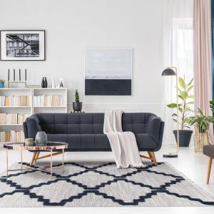 Superior Hand-Tufted Wool Indoor Large Area Rug, Geometric Home Decor for Living Room, Kitchen/Dining, Bedroom, Office, Entryway, Soft Cotton Backing, Raffi Collection, 4′ x 6′, Silver/Grey(Charcoal)