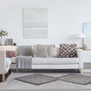 Superior Hand-Tufted Wool Indoor Large Area Rug, Geometric Home Decor for Living Room, Kitchen/Dining, Bedroom, Office, Entryway, Soft Cotton Backing, Raffi Collection, 4′ x 6′, Silver/Grey(Slate)
