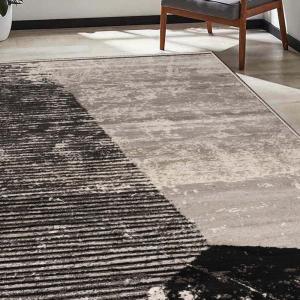 Superior Indoor Area Rug, Jute Backing, Plush Modern Rugs for Family, Kitchen Floors, Office Floor Cover, Abstract Artistic Rugs, Mabel Collection, 5′ x 8′, Grey
