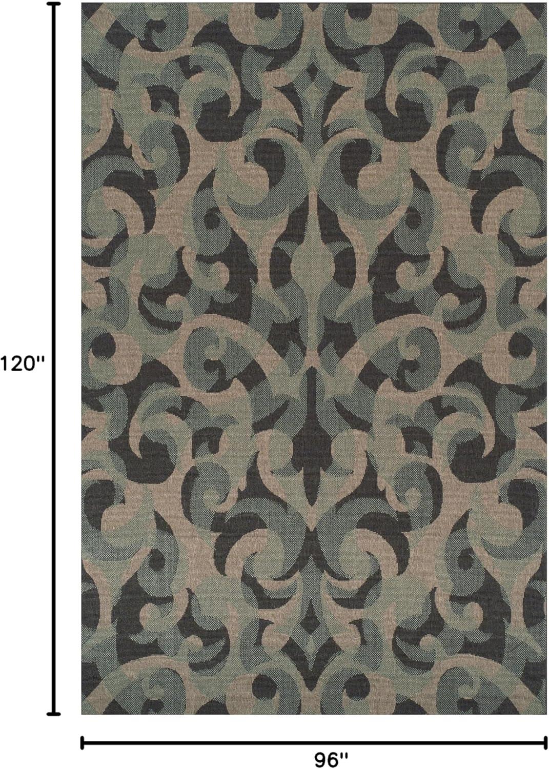imageSuperior Indoor Outdoor Large Area Rug Contemporary Home Floor Decor Patio Entryway Porch Kitchen Dining Room Living Office Jute Backed Aldaine Collection 8 x 10 Teal