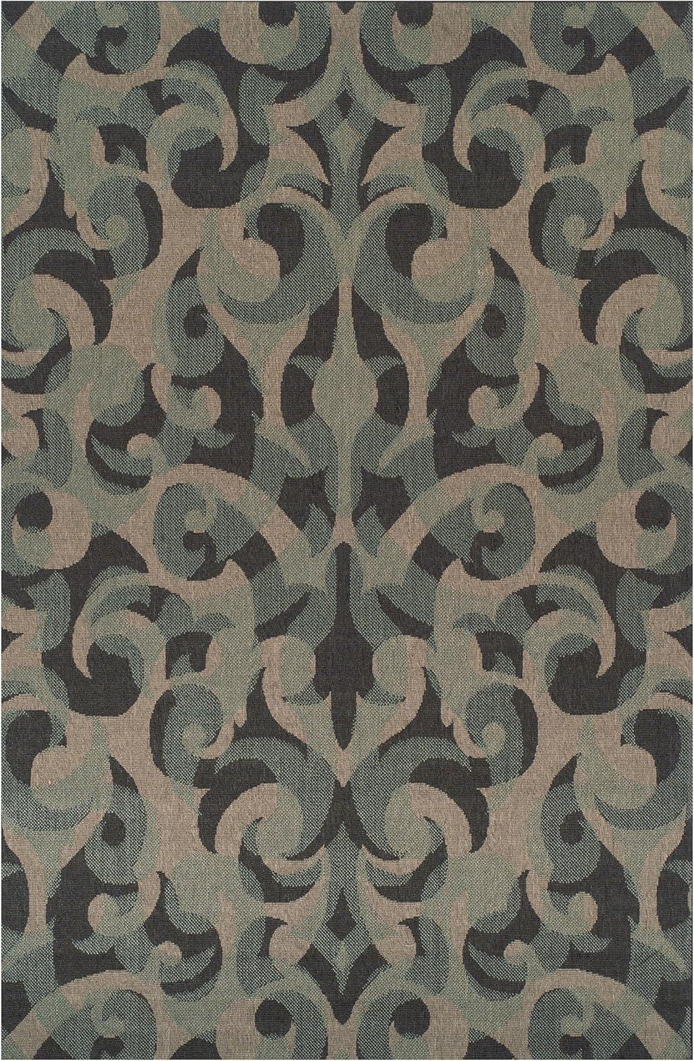 imageSuperior Indoor Outdoor Large Area Rug Contemporary Home Floor Decor Patio Entryway Porch Kitchen Dining Room Living Office Jute Backed Aldaine Collection 8 x 10 Teal
