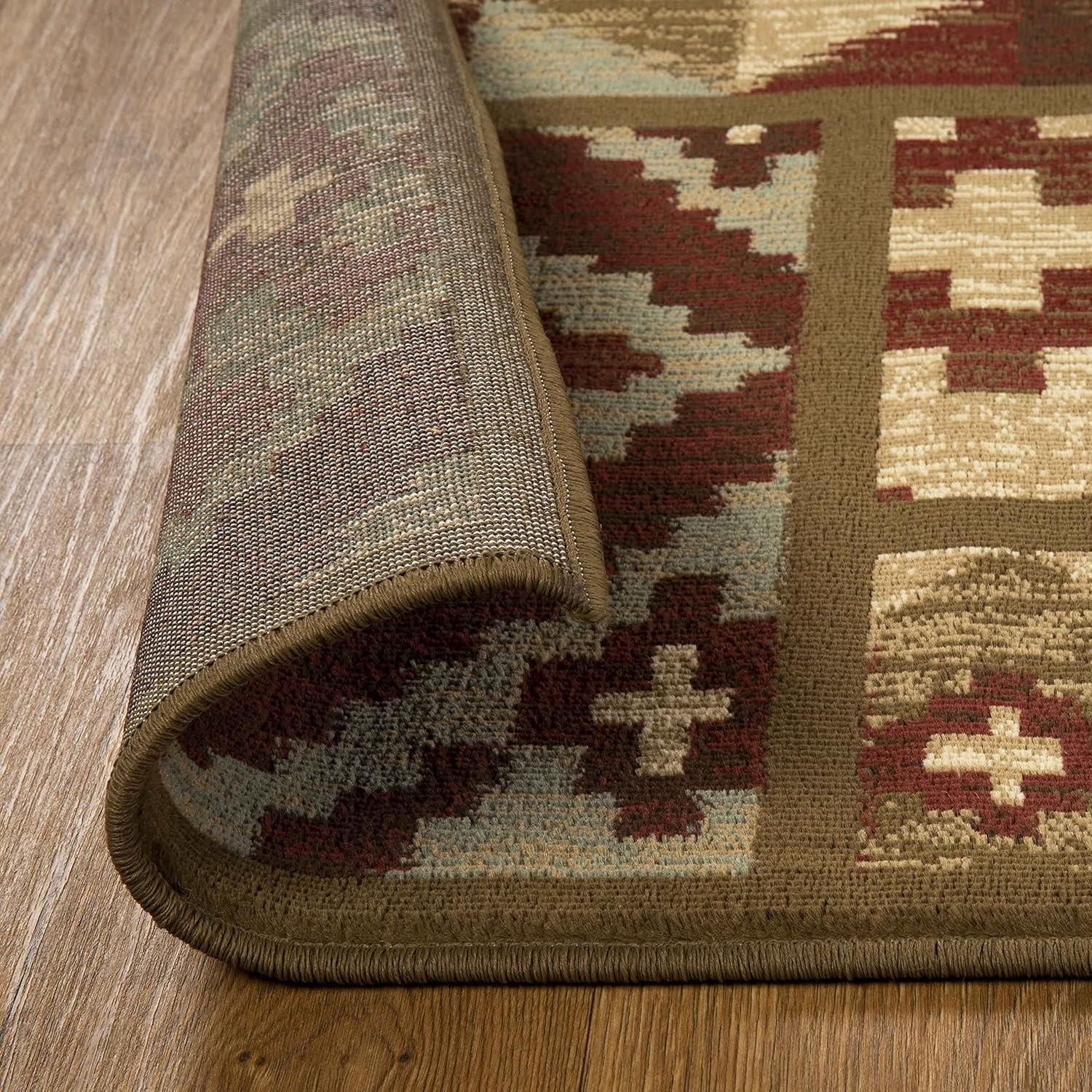 imageSuperior Indoor Runner Rug Jute Backing Color Block Rugs For Hallway Entryway Living Room Kitchen Floors Bedroom Office Modern Southwestern Geometric Rug Berlin Collection 2 7 x 8 Maroon