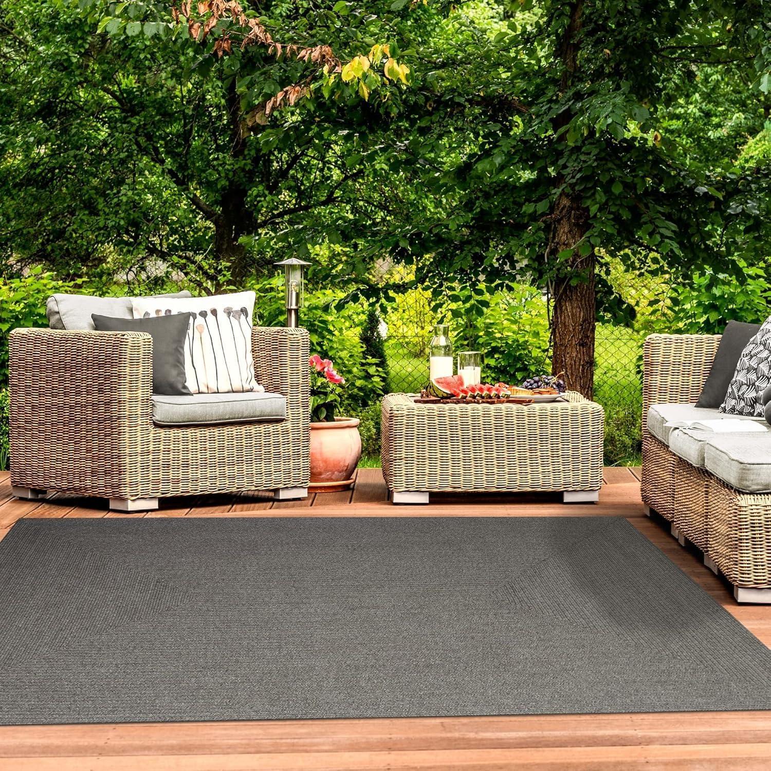 imageSuperior IndoorOutdoor Area Rug Reversible Braided Floor Decor for Living Room Kitchen Patio Front Porch Modern Boho Farmhouse Rugs Hardwood Bedroom Accessories 5 x 8 Canvas
