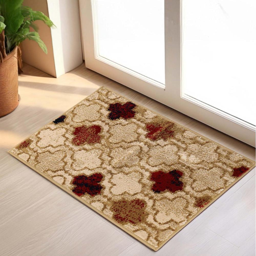imageSuperior Indoor Large Area Rug Jute Backed Perfect for Living Dining Room Bedroom Office Kitchen Entryway Modern Geometric Trellis Floor Decor Viking Collection 8 x 10 Red BlueBeige  Z