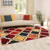 Superior Indoor Large Area Rug, Jute Backed, Perfect for Living/ Dining Room, Bedroom, Office, Kitchen, Entryway, Modern Geometric Trellis Floor Decor, Viking Collection, 8′ x 10′, Red Blue(Red Blue)