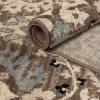 Superior Indoor Runner Rug, Jute Backed, Modern Oriental Floral Damask Floor Decor for Office, Living Room, Bedroom, Entryway, Nursery Hardwood, Tile, Augusta Collection – 9ft x 12ft, Beige Brown(Light Blue)