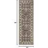 Superior Indoor Runner Rug, Jute Backing, Plush Floral Rugs for Hallway, Living Room, Kitchen Floors, Bedroom Floor Cover, Traditional Floral Medallion Rugs, Lille Collection, 2′ 7″ x 8′, Brown(Brown – Z)