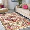 Superior Indoor Runner Rug, Floor Decor for Living/Dining Room, Bedroom, Office, Kitchen, Hardwood Floors Accessories, Soft Rugs, Colorful Medallion Aesthetic, Jasmira Collection, 2’7″ x 8′, Cream(Cream)