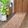 Superior Indoor Runner Rug, Jute Backed, Modern Oriental Floral Damask Floor Decor for Office, Living Room, Bedroom, Entryway, Nursery Hardwood, Tile, Augusta Collection – 9ft x 12ft, Beige Brown(Ginger)