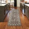 Superior Indoor Runner Rug, Jute Backing, Plush Floral Rugs for Hallway, Living Room, Kitchen Floors, Bedroom Floor Cover, Traditional Floral Medallion Rugs, Lille Collection, 2′ 7″ x 8′, Brown(Brown – Z)