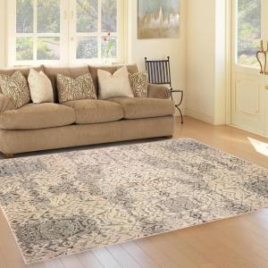 Superior 8mm Pile Height with Jute Backing, Vintage Distressed Geometric Pattern, Fashionable and Affordable Woven Rugs, 8′ x 10′ Rug, Beige