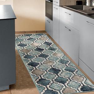 Superior Indoor Large Area Rug, Jute Backed, Perfect for Living/ Dining Room, Bedroom, Office, Kitchen, Entryway, Modern Geometric Trellis Floor Decor, Viking Collection, 8′ x 10′, Red Blue(Deep Royal – Z)