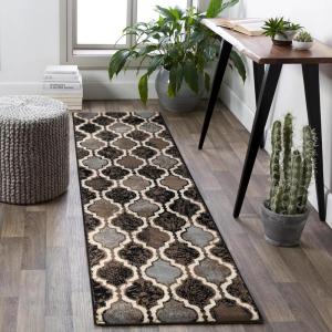 Superior Indoor Large Area Rug, Jute Backed, Perfect for Living/ Dining Room, Bedroom, Office, Kitchen, Entryway, Modern Geometric Trellis Floor Decor, Viking Collection, 8′ x 10′, Red Blue(Chocolate)