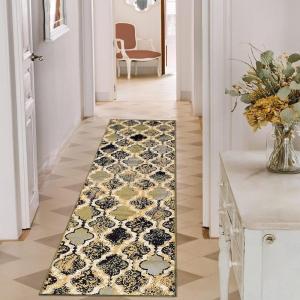 Superior Indoor Large Area Rug, Jute Backed, Perfect for Living/ Dining Room, Bedroom, Office, Kitchen, Entryway, Modern Geometric Trellis Floor Decor, Viking Collection, 8′ x 10′, Red Blue(Multi-colored – Z)