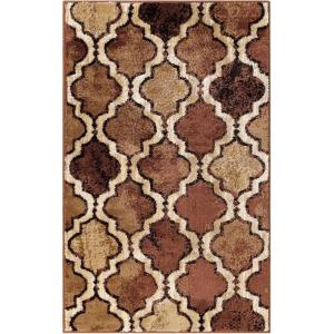 Superior Indoor Large Area Rug, Jute Backed, Perfect for Living/ Dining Room, Bedroom, Office, Kitchen, Entryway, Modern Geometric Trellis Floor Decor, Viking Collection, 8′ x 10′, Red Blue(Brown)