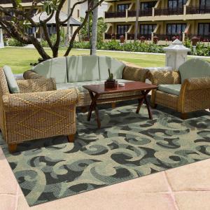 Superior Indoor/ Outdoor Large Area Rug, Contemporary Home Floor Decor, Patio, Entryway, Porch, Kitchen, Dining Room, Living, Office, Jute Backed, Aldaine Collection, 8′ x 10′, Teal