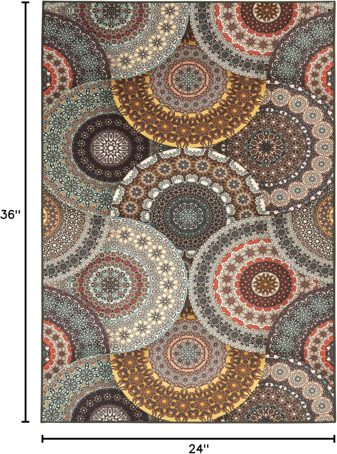 imageSuperior Cleobury NonSlip Modern Medallion Outdoor Area Rug with PreCoated Backing 8 x 10 BlackMulticolored
