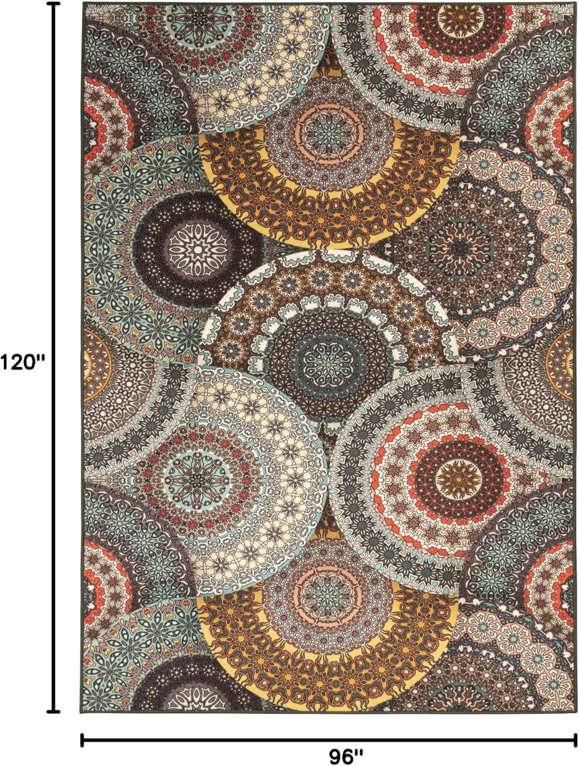 imageSuperior Cleobury NonSlip Modern Medallion Outdoor Area Rug with PreCoated Backing 8 x 10 BlackMulticolored