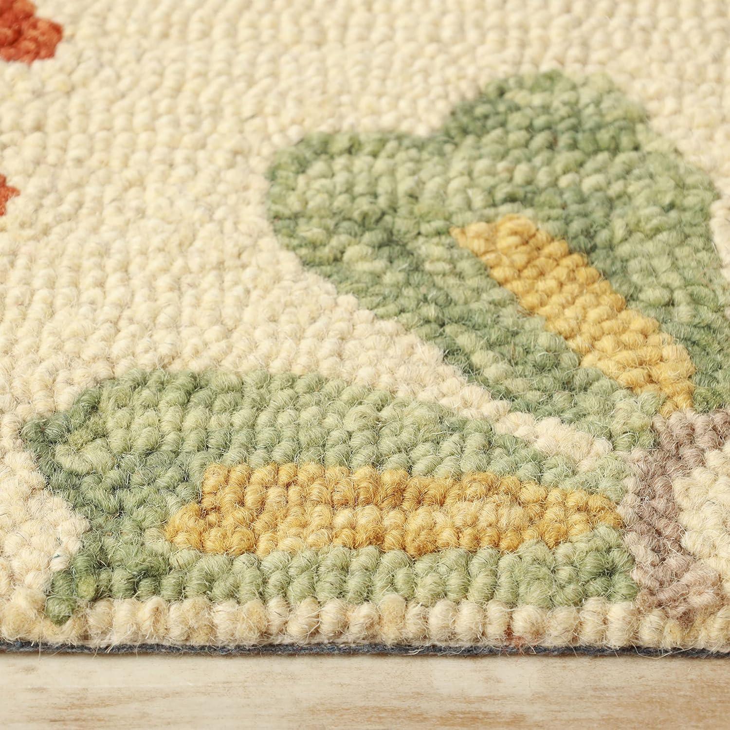 imageSuperior Floral Medallion Eclectic Modern Country Cottage HandTufted Handmade Wool Indoor Area Rug Rust 4 Wide x 6 LongCream