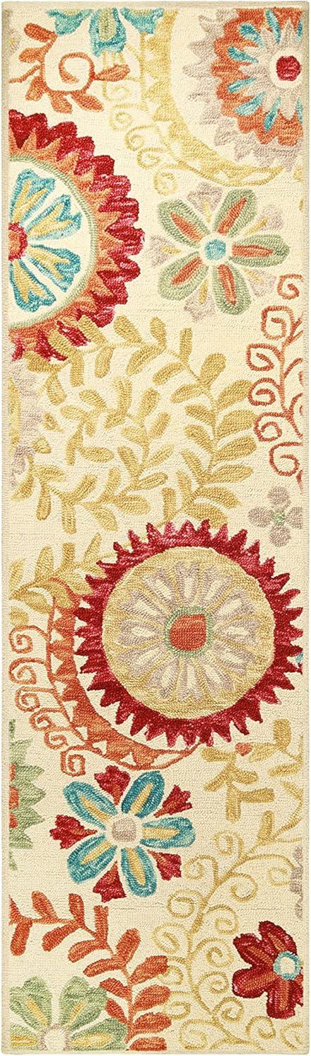 imageSuperior Floral Medallion Eclectic Modern Country Cottage HandTufted Handmade Wool Indoor Area Rug Rust 4 Wide x 6 LongCream