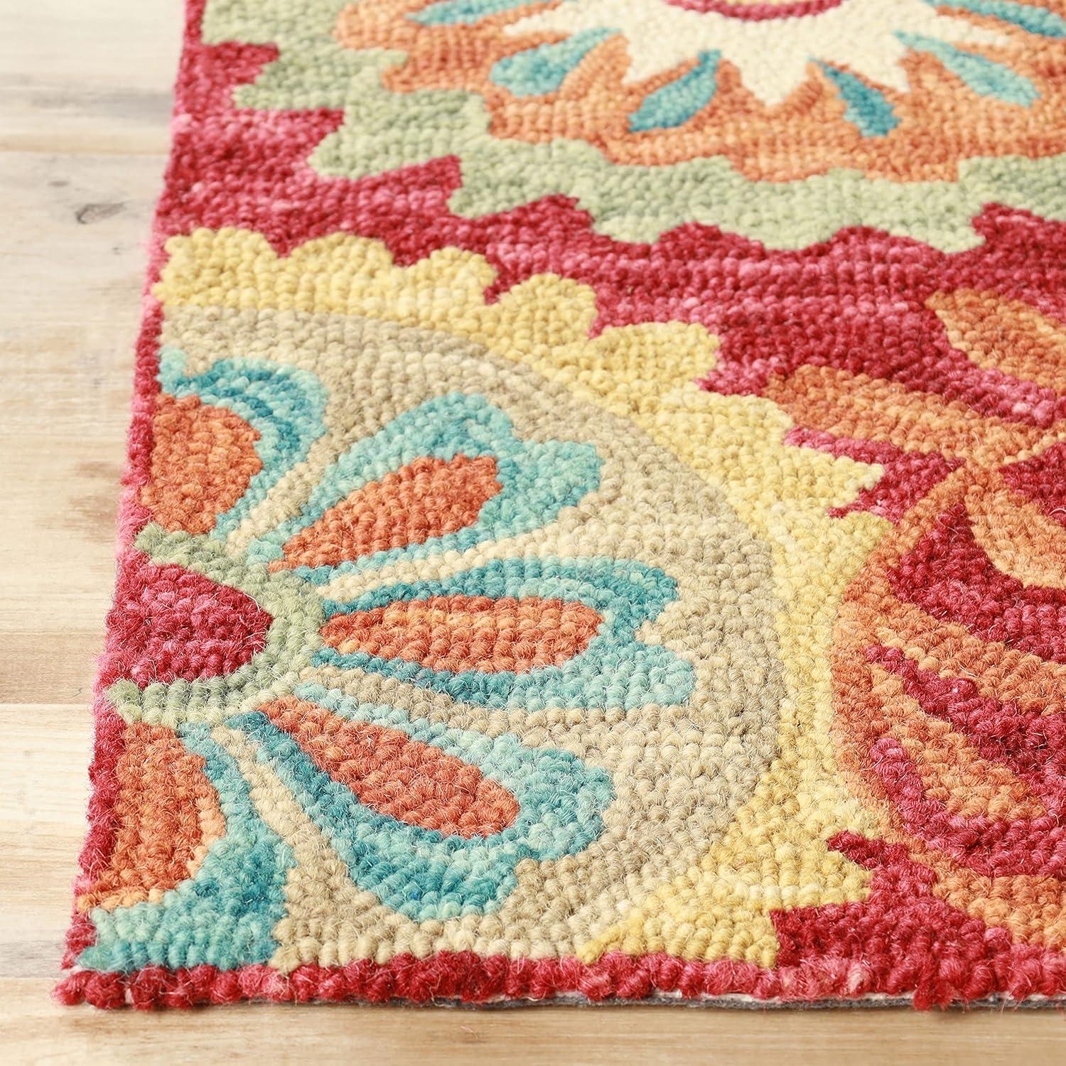 imageSuperior Floral Medallion Eclectic Modern Country Cottage HandTufted Handmade Wool Indoor Area Rug Rust 4 Wide x 6 LongRust