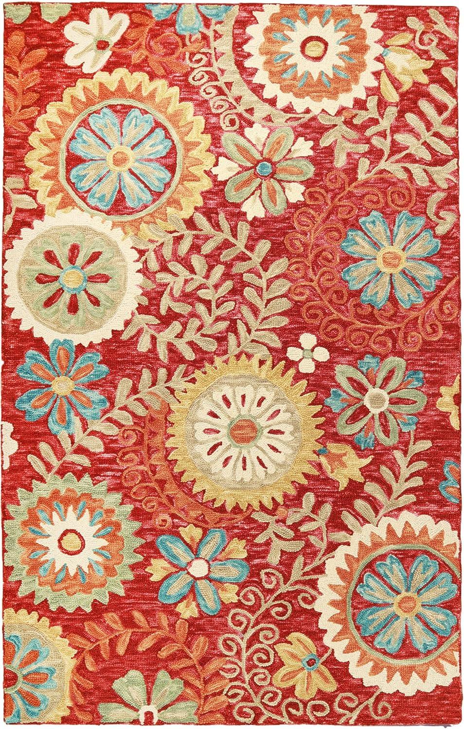 imageSuperior Floral Medallion Eclectic Modern Country Cottage HandTufted Handmade Wool Indoor Area Rug Rust 4 Wide x 6 LongRust