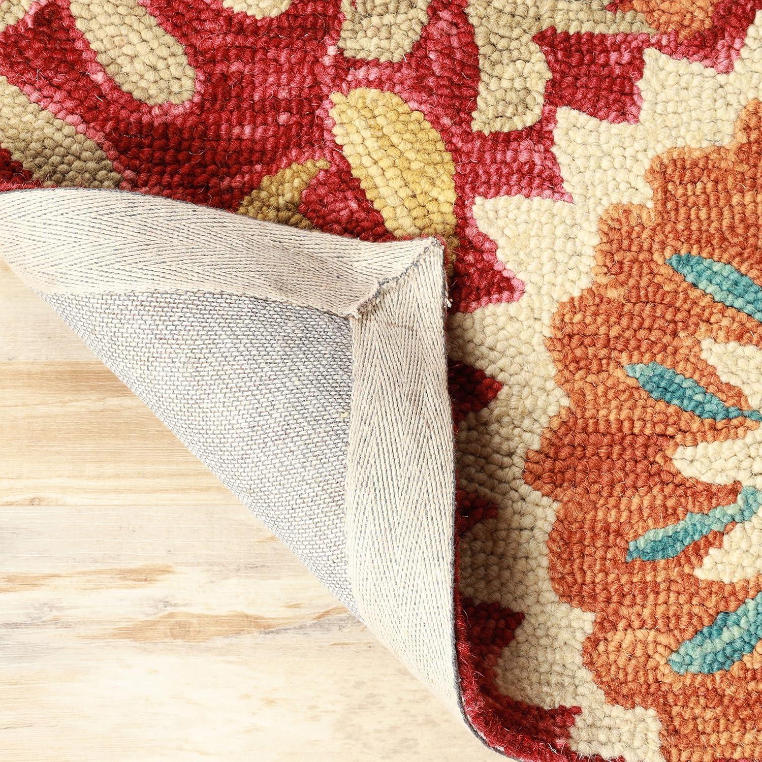 imageSuperior Floral Medallion Eclectic Modern Country Cottage HandTufted Handmade Wool Indoor Area Rug Rust 4 Wide x 6 LongRust