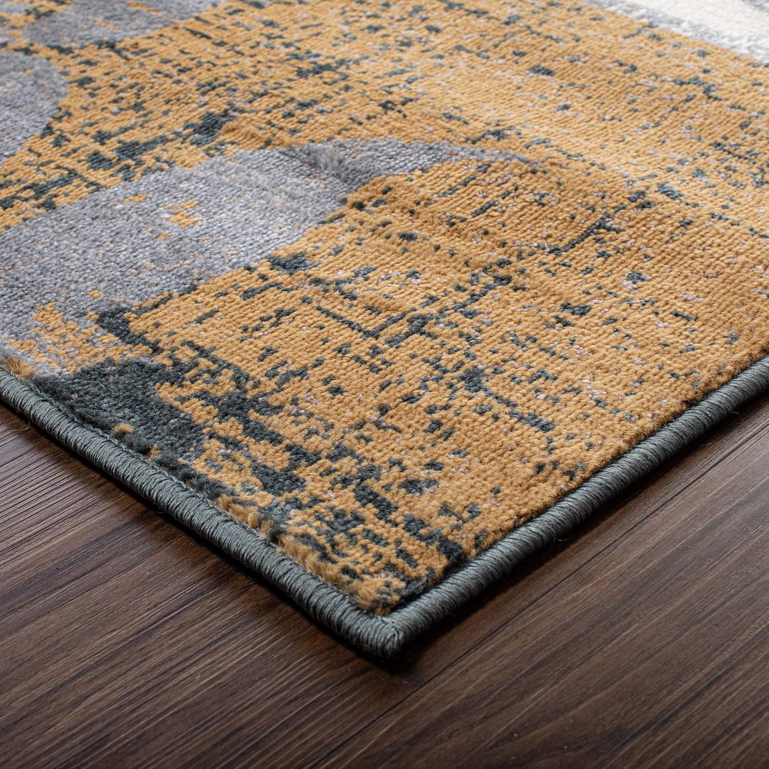 imageSuperior Indoor Area Rug Jute Backed Perfect for Office LivingDining Room Bedroom Kitchen Hallway Entryway Floor Modern Floral Patchwork Decor Pastiche Collection 8 Round BeigeCamel
