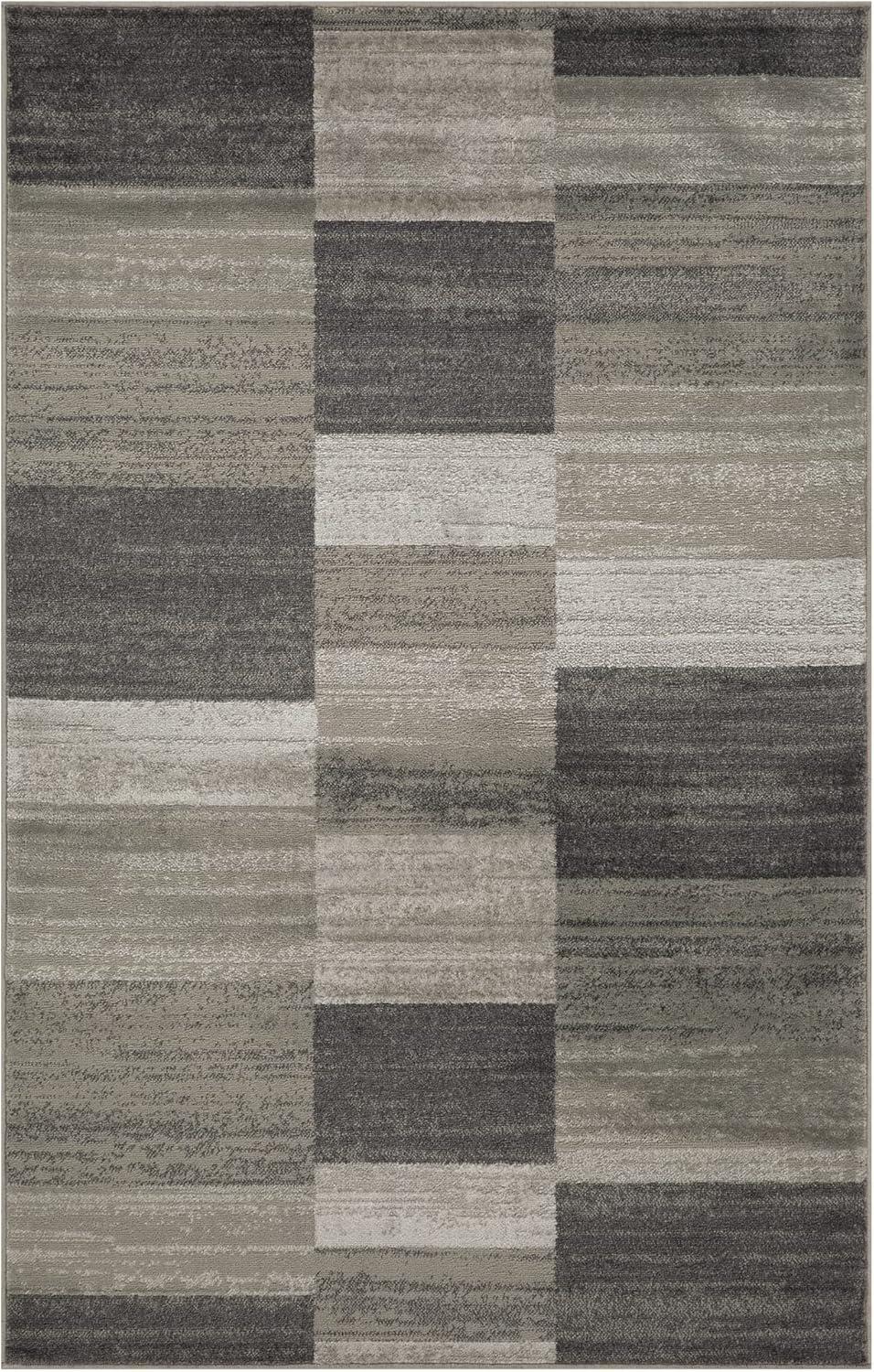 imageSuperior Indoor Area Rug Jute Backed Rugs Modern Striped Patchwork Floor Decor for Living Room Bedroom Dorm Office Entryway Kitchen Dining Hardwood Blairwood Collection 8 x 10 SilverSilver