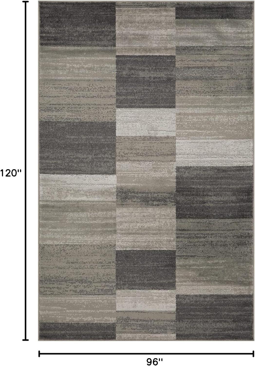 imageSuperior Indoor Area Rug Jute Backed Rugs Modern Striped Patchwork Floor Decor for Living Room Bedroom Dorm Office Entryway Kitchen Dining Hardwood Blairwood Collection 8 x 10 SilverSilver