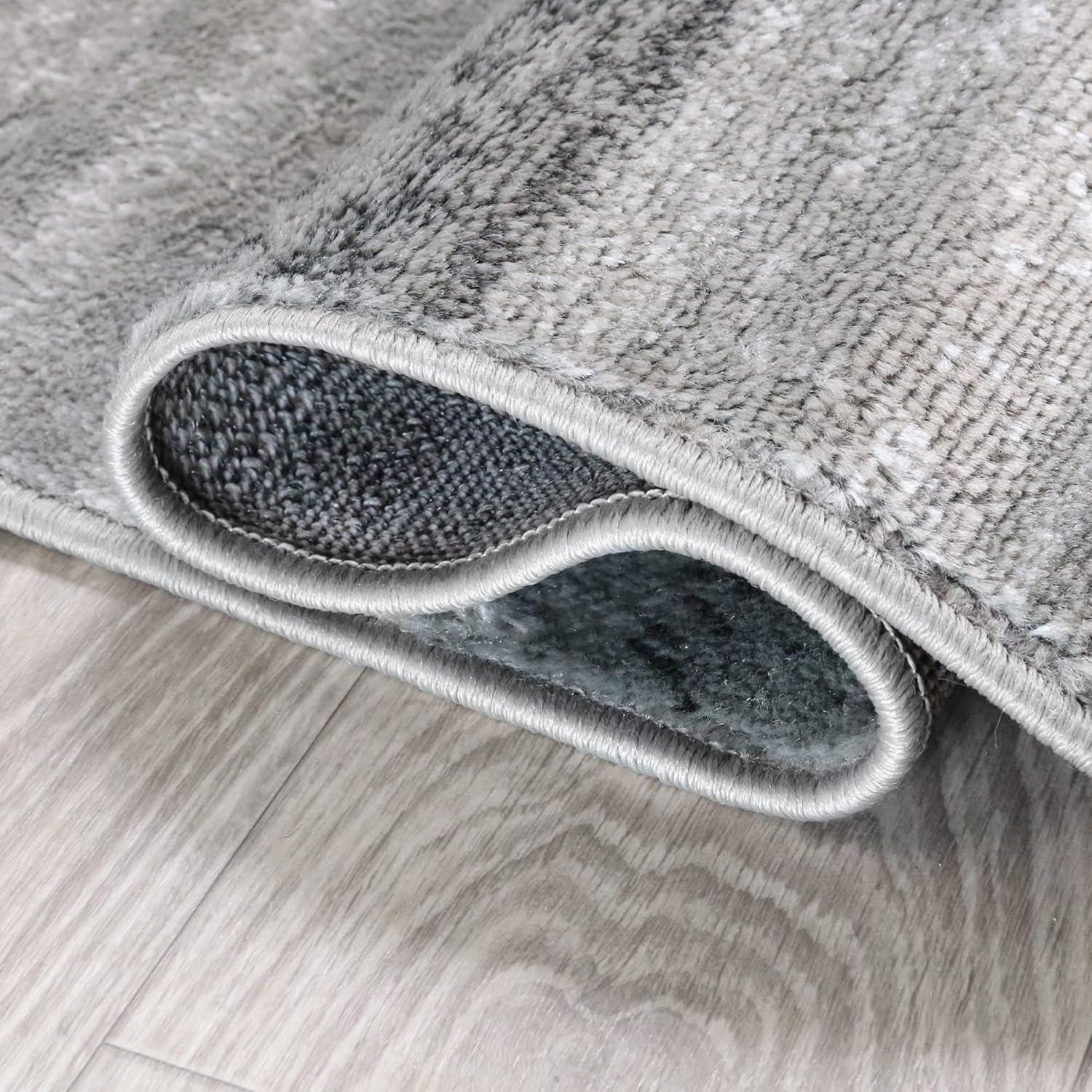 imageSuperior Indoor Area Rug Jute Backed Rugs Modern Striped Patchwork Floor Decor for Living Room Bedroom Dorm Office Entryway Kitchen Dining Hardwood Blairwood Collection 8 x 10 SilverSilver