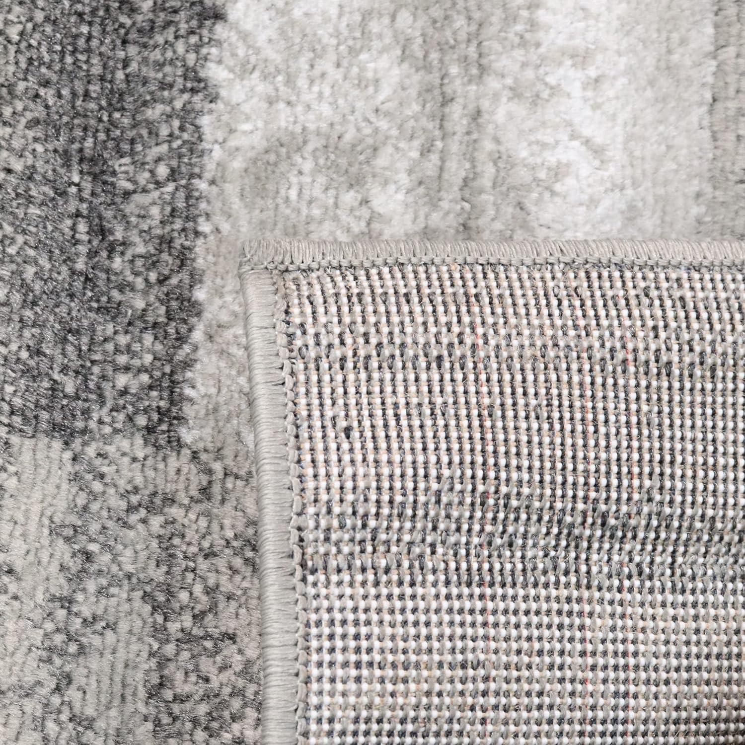 imageSuperior Indoor Area Rug Jute Backed Rugs Modern Striped Patchwork Floor Decor for Living Room Bedroom Dorm Office Entryway Kitchen Dining Hardwood Blairwood Collection 8 x 10 SilverSilver