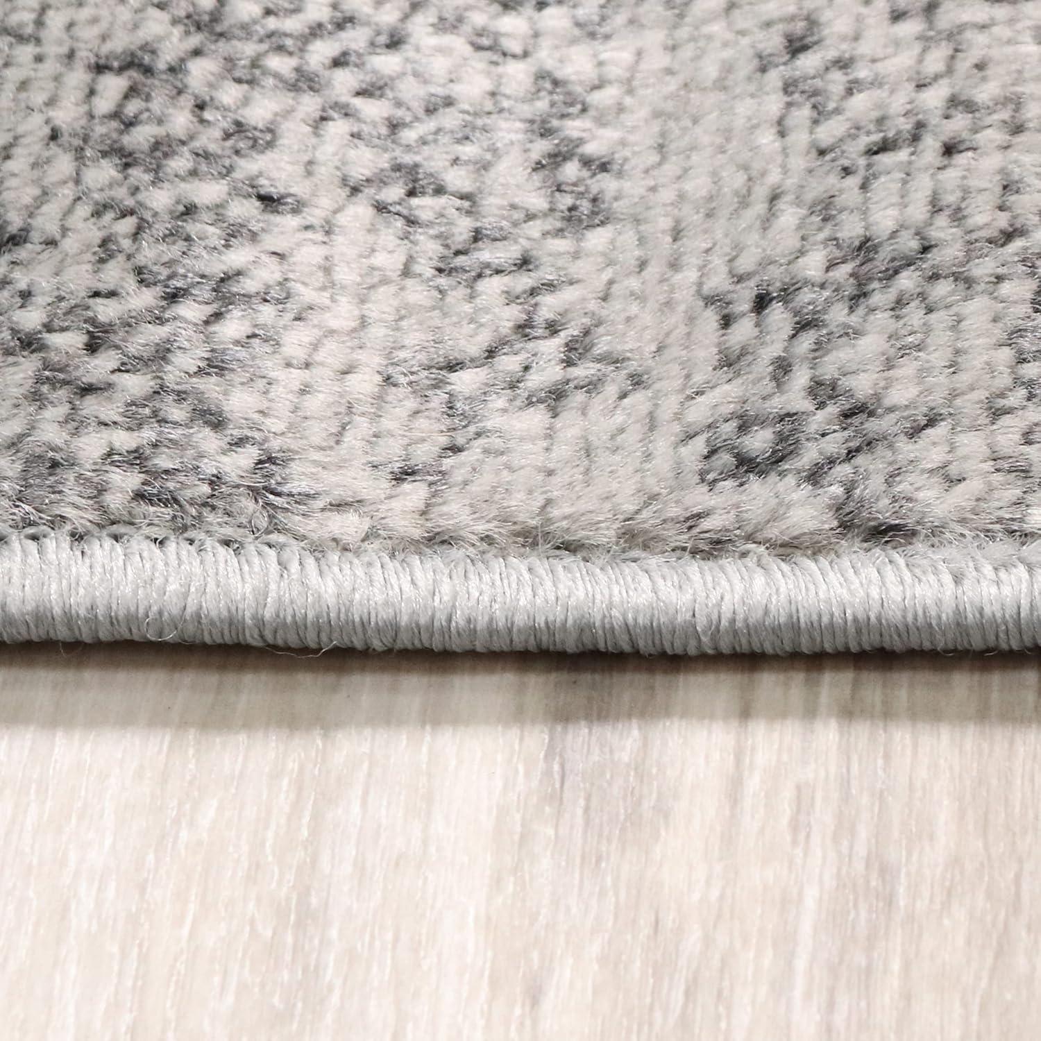 imageSuperior Indoor Area Rug Jute Backed Rugs Modern Striped Patchwork Floor Decor for Living Room Bedroom Dorm Office Entryway Kitchen Dining Hardwood Blairwood Collection 8 x 10 SilverSilver
