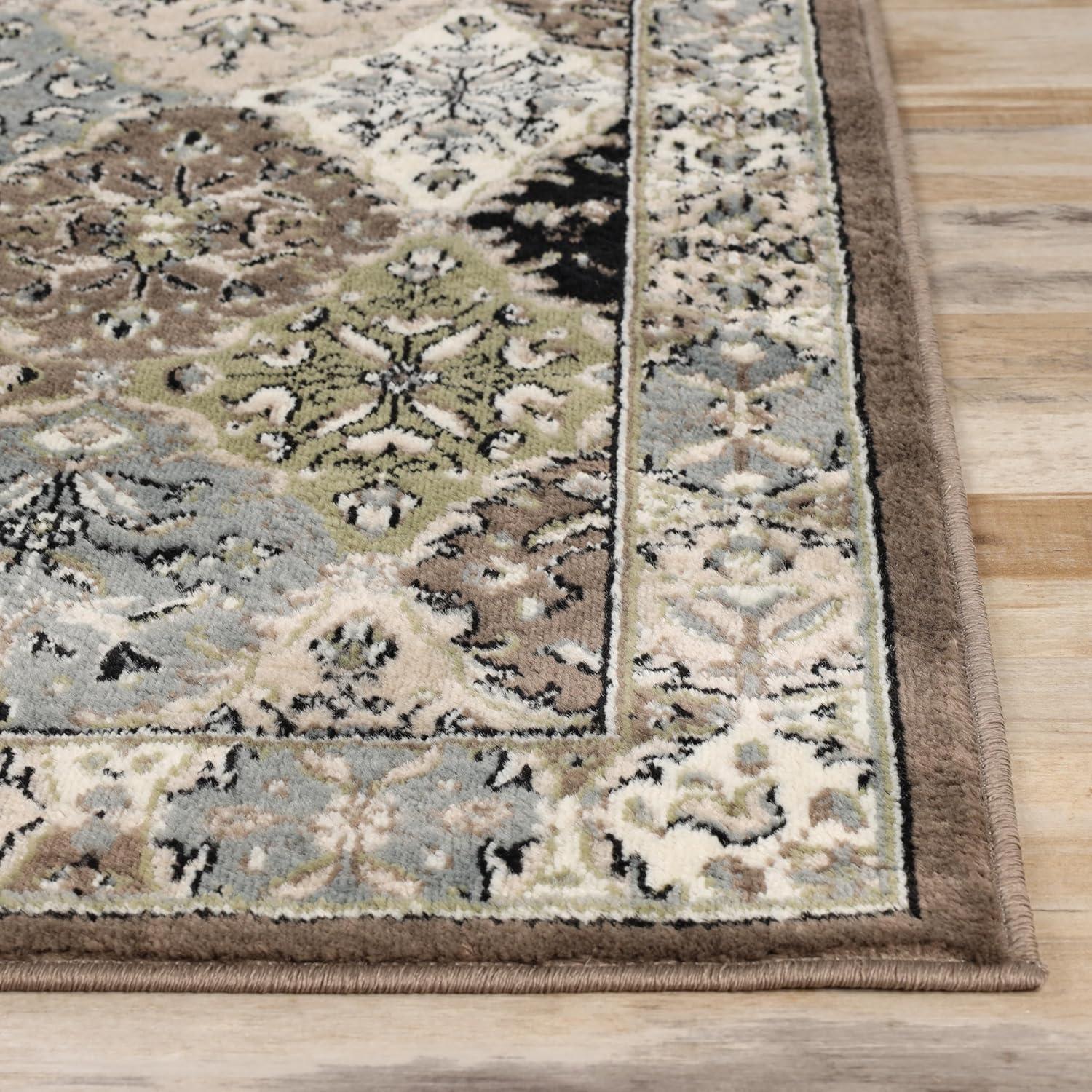 imageSuperior Indoor Area Rug Jute Backing Modern Patchwork Floor Decor for Office Living Room Dining Kitchen Floors Bedroom Entryway Floral Damask Rugs Paloma Collection 5 x 8 Chocolate