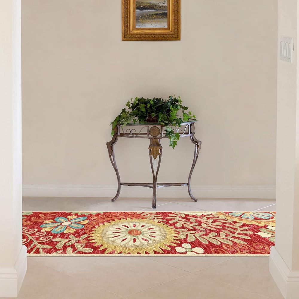 imageSuperior Floral Medallion Eclectic Modern Country Cottage HandTufted Handmade Wool Indoor Area Rug Rust 4 Wide x 6 LongRust
