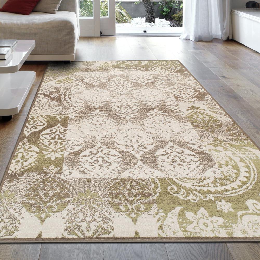 imageSuperior Indoor Area Rug Jute Backing Geometric Paisley Floor Decor for Office Living Room Dining Kitchen Floors Bedroom Entryway Modern Rugs Mystique Collection 5 x 8 BrownBrown  Z