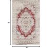 SUPERIOR Indoor Large Area Rug, Modern Farmhouse Medallion Decor for Living/Dining Room, Office, Bedroom, Entryway, Kitchen, Home Floor Throw, Jute Backed Rugs, Marquis Collection, 5′ x 8′, Teal(Red)