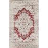 SUPERIOR Indoor Large Area Rug, Modern Farmhouse Medallion Decor for Living/Dining Room, Office, Bedroom, Entryway, Kitchen, Home Floor Throw, Jute Backed Rugs, Marquis Collection, 5′ x 8′, Teal(Red)