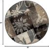 Superior Indoor Area Rug, Jute Backed, Perfect for Office, Living/Dining Room, Bedroom, Kitchen, Hallway, Entryway, Floor, Modern Floral Patchwork Decor, Pastiche Collection, 8′ Round, Beige(Beige)