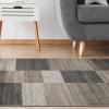 Superior Indoor Area Rug, Jute Backed Rugs, Modern Striped Patchwork Floor Decor for Living Room, Bedroom, Dorm, Office, Entryway Kitchen, Dining, Hardwood, Blairwood Collection, 8′ x 10′, Silver(Silver)