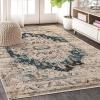 SUPERIOR Indoor Large Area Rug, Modern Farmhouse Medallion Decor for Living/Dining Room, Office, Bedroom, Entryway, Kitchen, Home Floor Throw, Jute Backed Rugs, Marquis Collection, 5′ x 8′, Teal(Teal)