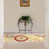 Superior Floral Medallion Eclectic Modern Country Cottage Hand-Tufted Handmade Wool Indoor Area Rug, Rust, 4′ Wide x 6′ Long(Cream)