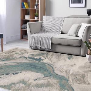 SUPERIOR Indoor Area Rug, Jute Backing, Modern Watercolor Abstract, Floor Decor for Bedroom, Office, Living/Dining Room, Entry, Hallway, Hardwood Floors, Morwenna Collection, 5′ x 8′, Rivulet(Rivulet)