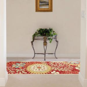 Superior Floral Medallion Eclectic Modern Country Cottage Hand-Tufted Handmade Wool Indoor Area Rug, Rust, 4′ Wide x 6′ Long(Rust)