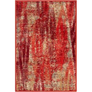 Superior Hazelbrook Modern Abstract Non-Slip Indoor Area Rug with Foam Backing, Soft Living Room Carpet, Stylish Bedroom Accent Rug, Durable Floor Mat for Home Décor, 2′ 7″ x 8′, Orange(2′ x 3′)