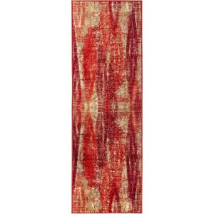 Superior Hazelbrook Modern Abstract Non-Slip Indoor Area Rug with Foam Backing, Soft Living Room Carpet, Stylish Bedroom Accent Rug, Durable Floor Mat for Home Décor, 2′ 7″ x 8′, Orange(2.7′ x 8′)